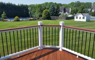 redwood & white railing deck